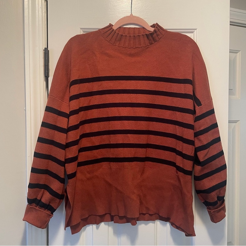 Brown and black striped knit sweater